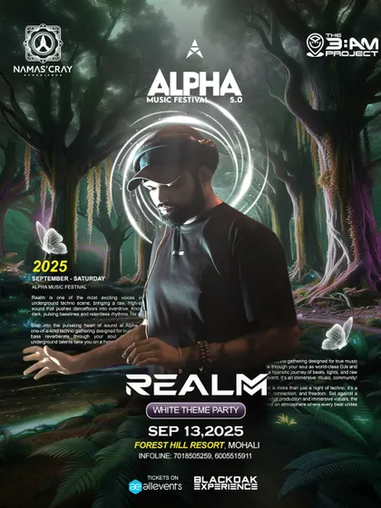 A beautifully designed poster for the Alpha Music Festival in Mohali. I love when the artwork reflects the theme of the party, in this case, a white-themed event in a forest resort.