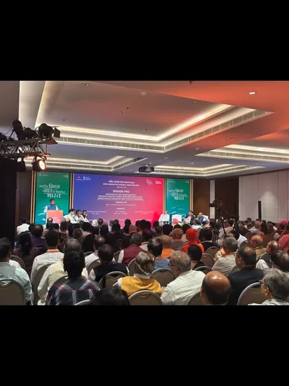 A breakout session in progress at the Akhil Bhartiya Shiksha Sangam. We manage the technical requirements for multiple rooms simultaneously.