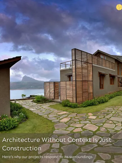 "Architecture without context is just construction." This image of a home responding to its lakeside setting encapsulates our core belief that design must always begin by listening to its surroundings.