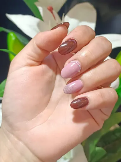 Beautifully done nails are a confidence booster. This design is a perfect example of how we combine color and texture for a unique finish.
