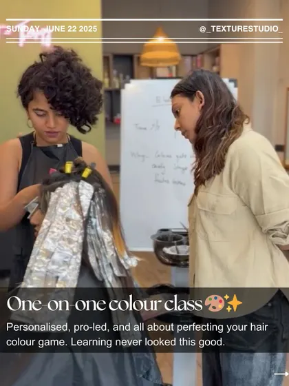 This is what my one-on-one colour masterclass looks like. I provide personalized, pro-led guidance to help you perfect your hair colour game, from client consultations to advanced application techniques.