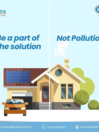 Be a part of the solution, not the pollution. This simple but powerful visual contrasts a clean, solar-powered home with a polluting one, making the choice for a better environment clear.