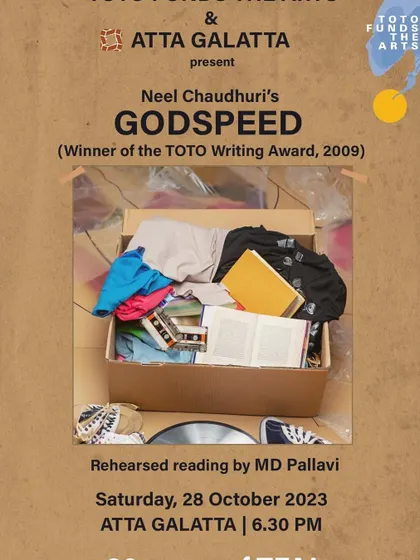 I was honoured to be invited by Toto Funds the Arts to do a rehearsed reading of Neel Chaudhuri's award winning play, 'Godspeed'. Bringing a script to life, even in a reading format, is a challenge I truly enjoy.