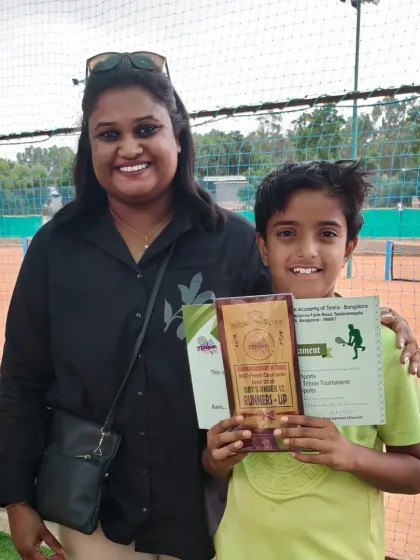 Amish, the runner-up in the Boys Under 12 category, receiving his plaque. We make sure to recognize the hard work of all finalists in our tournaments.