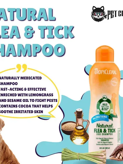 Protect your pet from pests with our natural flea and tick shampoo. It's enriched with lemongrass and sesame oil to fight pests while soothing irritated skin.
