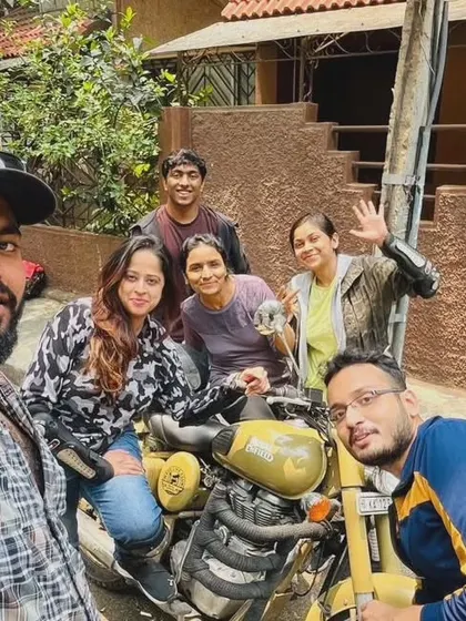 A group selfie on a ride. Our graduates form lasting friendships and continue their adventures together long after the training is over.