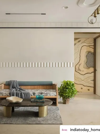 The custom daybed and resin art wall as featured in India Today Home.