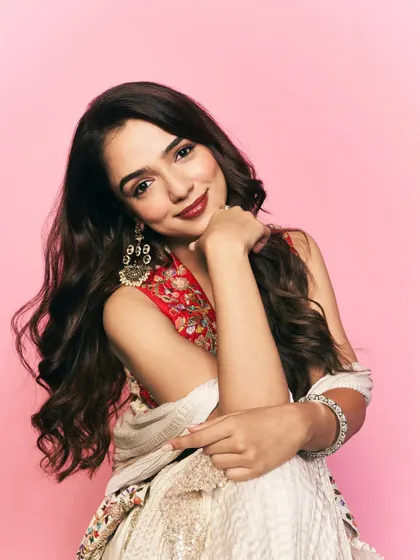 A soft and happy portrait of Ahsaas Channa in her festive attire. My ultimate goal is for my clients to feel comfortable and joyful in the looks we create together.