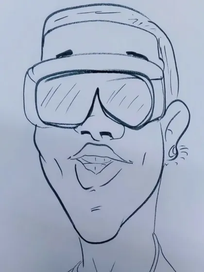 Is there a mistake? A fun caricature of a man with oversized goggles.