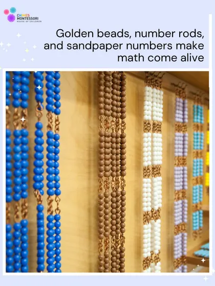 The golden beads are a beautiful and effective tool for making math come alive. They provide a concrete representation of the decimal system.