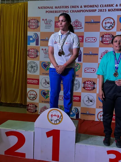 On the podium at the National Masters Championship. Every competition is a learning experience and a chance to prove my strength.