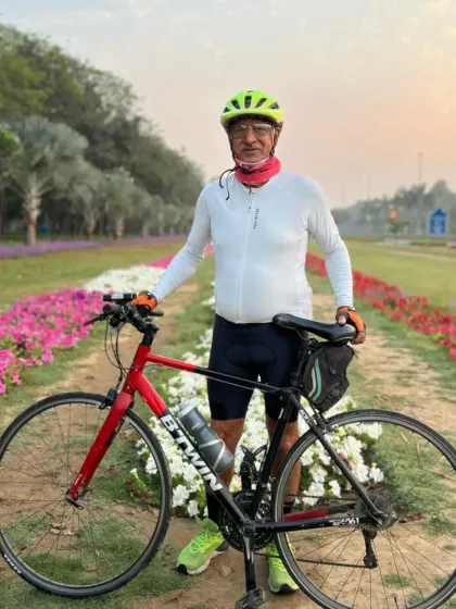 One of our senior riders enjoying the calm of a Thursday morning ride. Our group welcomes cyclists of all ages and skill levels.