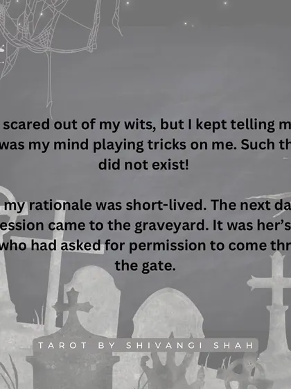 A graveyard security guard's encounter with a woman who asks to enter the closed graveyard, only to find out the next day that she had just died.