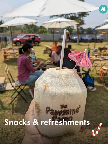Snacks and refreshments, including a festive coconut drink, are always part of our celebrations.