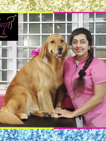 This gorgeous Golden Retriever is looking radiant. Her coat is clean, brushed, and glowing with health after her spa day.