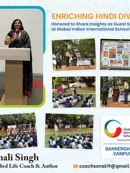 I was honored to be a guest speaker at the Global Indian International School for Hindi Diwas. It was a wonderful opportunity to share my journey as an author and life coach with the next generation.