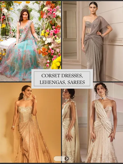 Corset silhouettes are incredibly flattering and add a modern edge to traditional wear. This board showcases how corsets are being incorporated into dresses, lehengas, and sarees for a structured, chic look.
