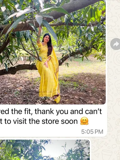 "Loved the fit, thank you and can't wait to visit the store soon." Your elegance brings our creation to life. Thank you for the lovely pictures, Vinathi mam.