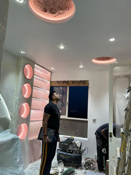 Another angle of the kid's room ceiling, ensuring the lighting effect is just right.