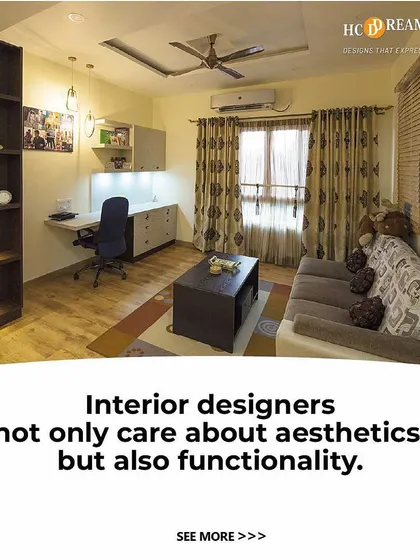 Fact: Interior designers care about functionality just as much as aesthetics. This home office is designed for productivity, with ample storage and an ergonomic layout.