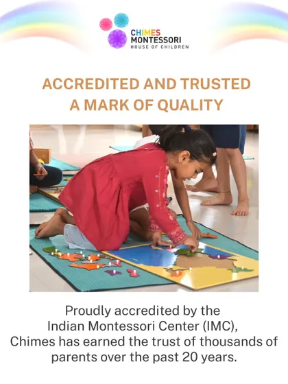 As an accredited Indian Montessori Center, we uphold a mark of quality. This child is working with a geography puzzle map, a hallmark of our trusted educational approach.
