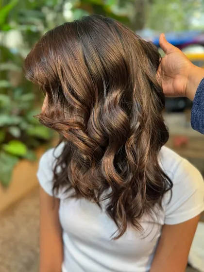 From Miss to Mrs. with this beautiful wedding hair. A non-bleach color and a layered cut for a soft, romantic style. (No filter)