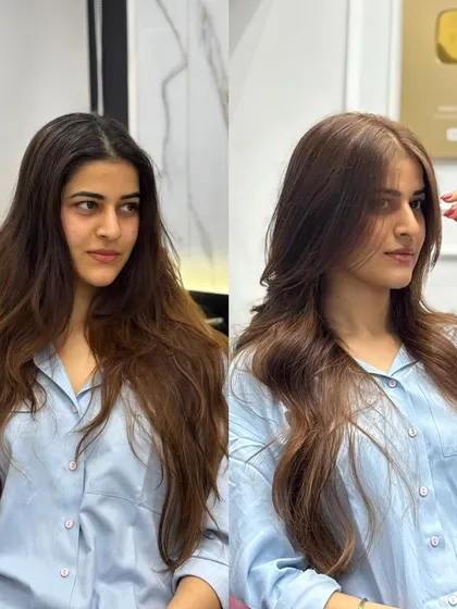 A different client's beach brown transformation, showing how we tailor the shade to different skin tones.