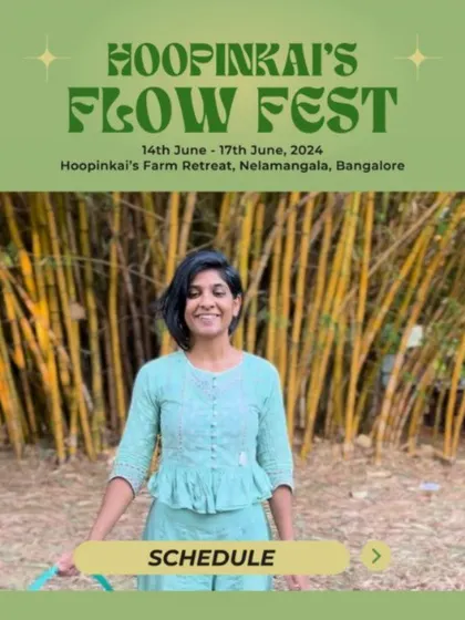 The cover for the Flow Fest schedule. Just two weeks to go until this amazing gathering of movement, music, and community!