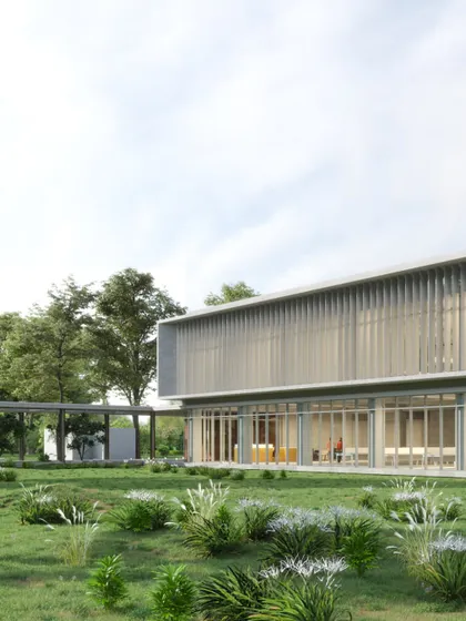 The JSW Kalmeshwar Administrative Building, a workspace rooted in functionality and flexibility. The design integrates courtyards and biophilic buffers to counter the region's hot, dry climate.