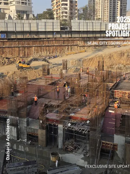 A wide view of the excavation and foundation work at the Sejal City project. This image captures the scale of the undertaking and the complex puzzle of construction unfolding on site.