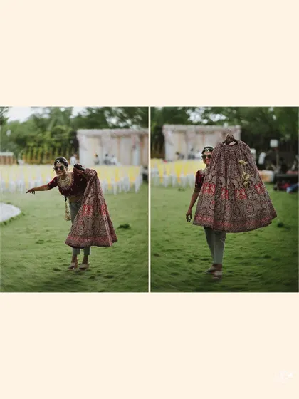 A duplicate of the playful lehenga-carrying diptych.