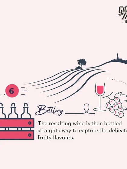 The final step for our Rosé is bottling. The wine is bottled straight away after fermentation and filtration to capture and preserve its delicate, fruity flavors.