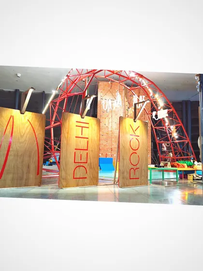 Our custom Delhi Rock signs welcome you into the space. We wanted our branding to reflect the modern, clean, and bold nature of our gym and the sport of climbing itself.