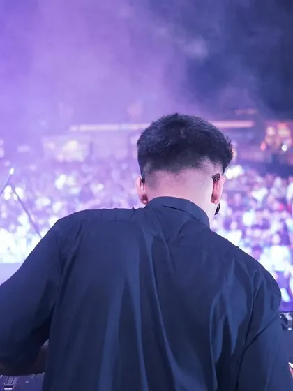 The view from behind the decks, looking out at a massive audience. It's a perspective I'll never get tired of.