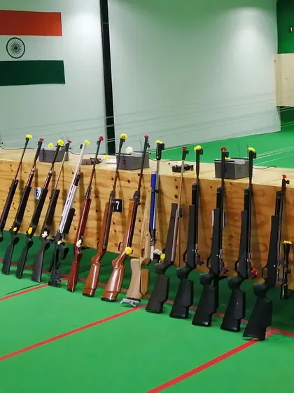 Another shot from our Ayudha Pooja celebration, showcasing the variety of air rifles we have available for both beginners and professional coaching.