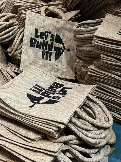 Our first batch of beautiful jute bags for the year have arrived! We love these subtle branding ideas. They are all set for dispatch with our robot kits.