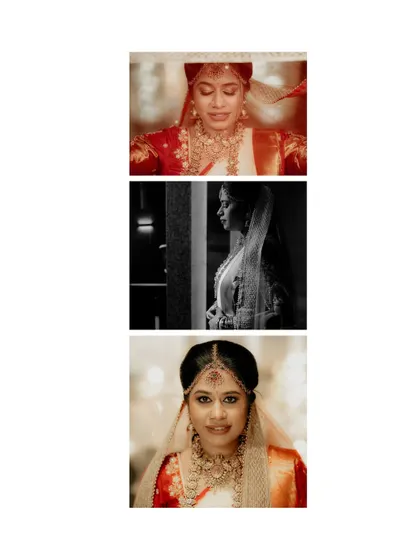A vertical collage of bridal portraits, including a striking black and white silhouette, showcasing my artistic range.