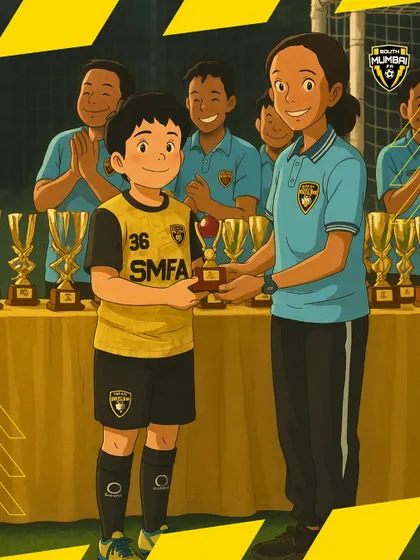 An anime-style graphic celebrating an award ceremony. Every trophy represents trust, teamwork, and a vision greater than the game.