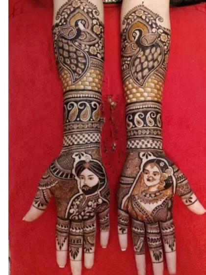 A custom portrait design for a Sikh wedding, capturing the bride and groom in their traditional attire. I can create portraits for any culture or style.