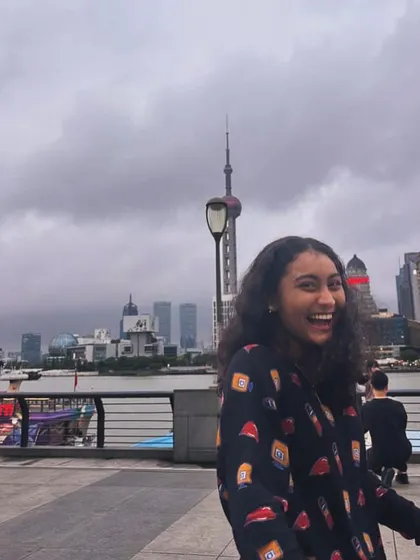A smile that says it all. The joy of experiencing a new city and culture with your teammates.