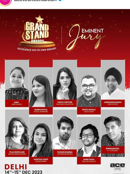 It was an honor to be selected as a member of the Eminent Jury for the Grand Stand Awards at the Acetech exhibition in Delhi. It's a privilege to evaluate the work of my peers in the industry.