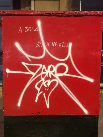 My tag on a postbox in Mumbai. No surface is off-limits when you're a bomber.