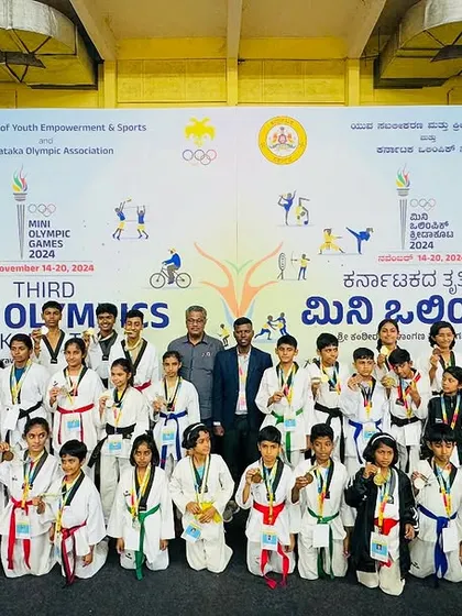This is Team KTA celebrating a massive victory at the 3rd Mini Olympics in Karnataka. We are incredibly proud that our students secured 6 gold medals, contributing to Bengaluru Urban's first-place finish. Our academy's success is a team effort.