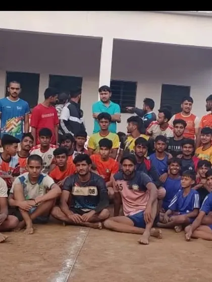 The entire group of players who participated in the UP Youth Kabaddi League trial. The future of kabaddi is bright.