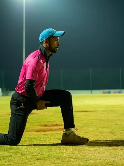 Fitness is key to performance. Aditya Mani during a stretching session, preparing for the KSCA Inter Zonal U-23 tournament.