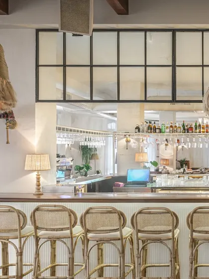 The bar at EVE in Powai is designed to be a space that connects with people. We used natural materials like rattan for the bar stools and oversized woven pendant lights to create a sense of nostalgia and comfort in a bustling city.