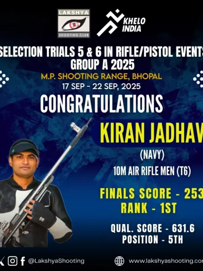 Kiran Jadhav demonstrates how to turn pressure into performance, winning the 10m Rifle Men (T6) event at the Selection Trials in Bhopal after a 5th place qualification.