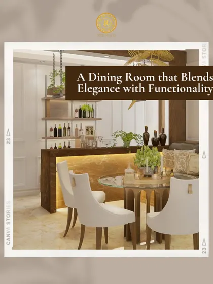 A dining room that blends elegance with functionality. This space features a built-in bar, comfortable seating, and stylish decor, making it perfect for both formal dinners and casual get-togethers.