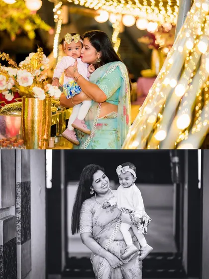 A mother's tender kiss for her daughter and a lovely portrait together. We capture these quiet, affectionate moments amidst the excitement of the party.