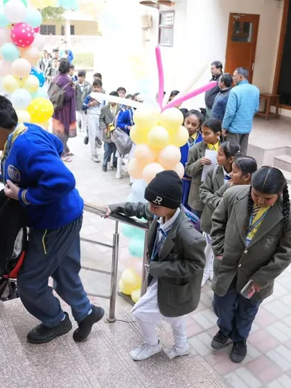Students eagerly making their way into the competition venue, ready to showcase their skills.